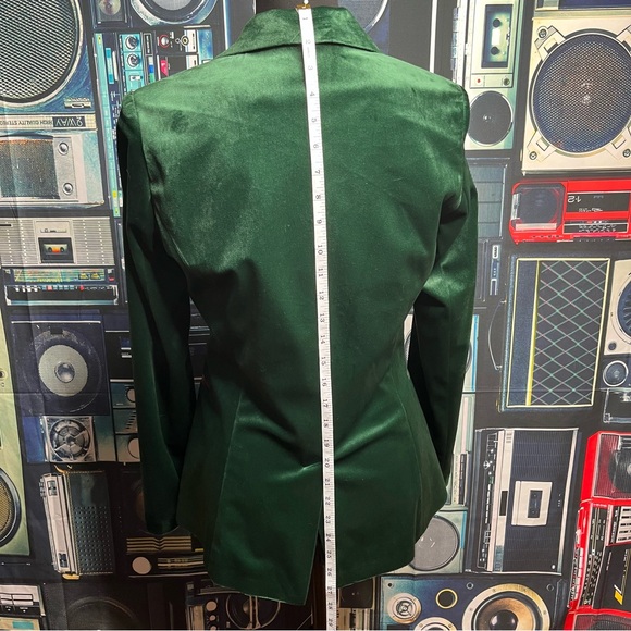 OO LA LA Green Velvet Blazer with Mona Lisa Pattern Lining Women's Size 8 - Picture 6 of 14